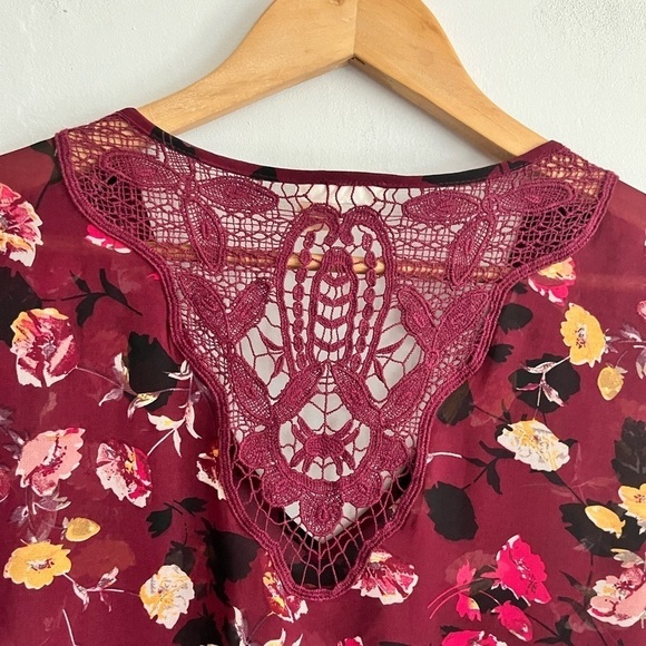 Anthropologie Meadow Rue Boho Ruffle Floral Lace Sheer Blouse - Picture 5 of 7